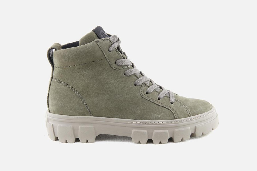 Women Paul Green | Paul Green - Post Kaki Lace-Up Boots On Labotte