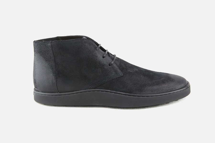 Men Tod's | Tod'S - Salvo Noir Lace-Up Boots On Labotte