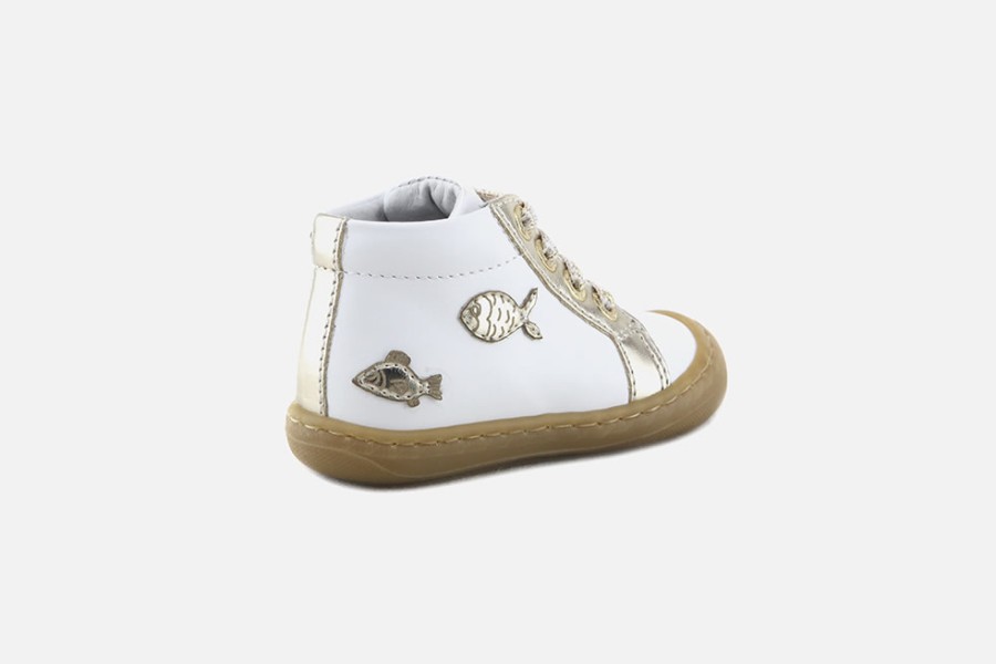 Girls Lunella | Lunella - Little Fish Lace Blanc Or Lace-Up Boots On Labotte