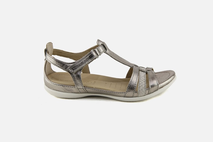 Women Ecco | Ecco - Flash T Strap Metal Sandals On Labotte