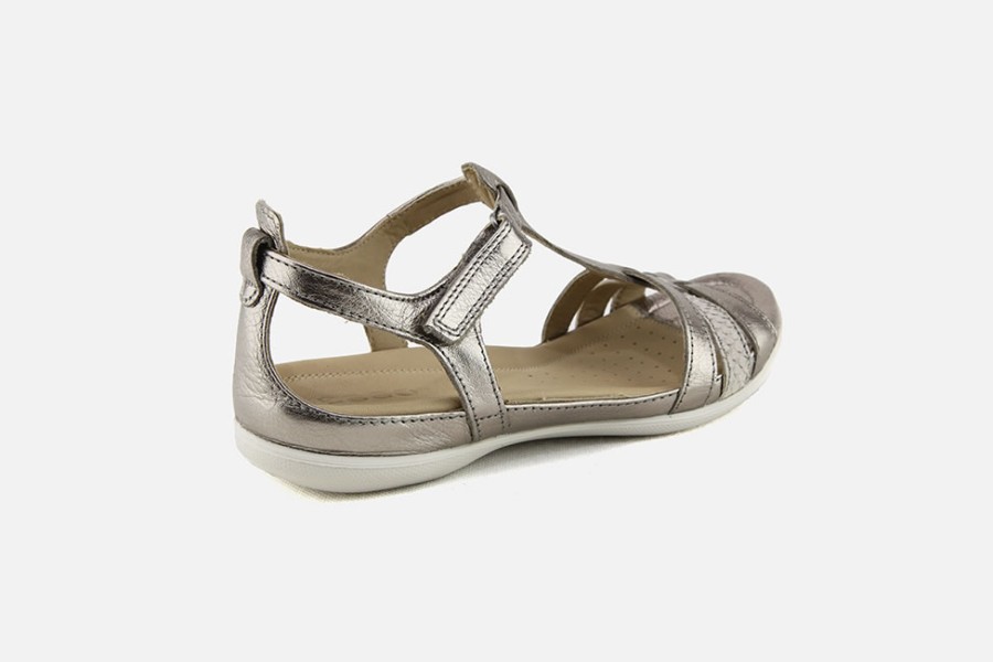 Women Ecco | Ecco - Flash T Strap Metal Sandals On Labotte