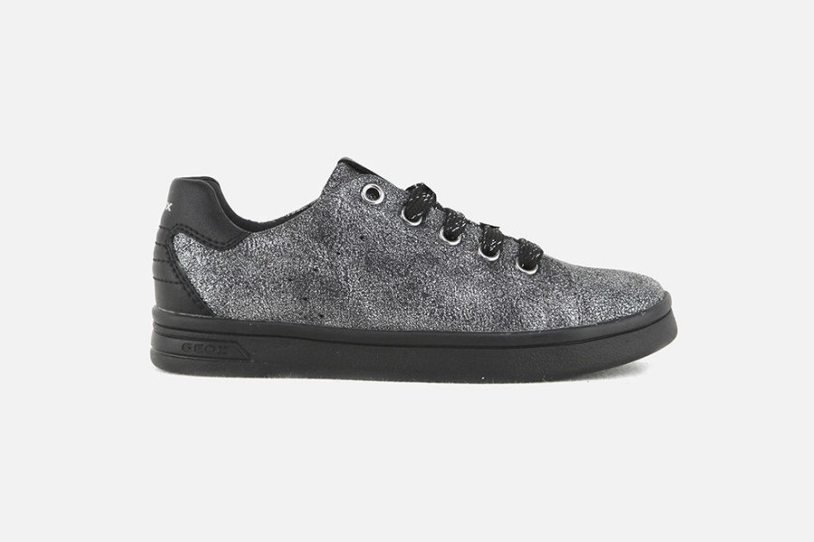 Girls Geox | Geox - Dj Rock Lace Dark Silver Lace-Up Shoes On Labotte