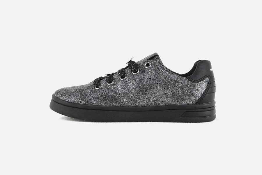 Girls Geox | Geox - Dj Rock Lace Dark Silver Lace-Up Shoes On Labotte