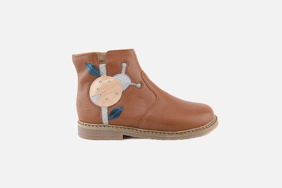Girls Pom d'Api | Pom D'Api - Retro Lady Bug Dark Camel Ankle Boots On Labotte