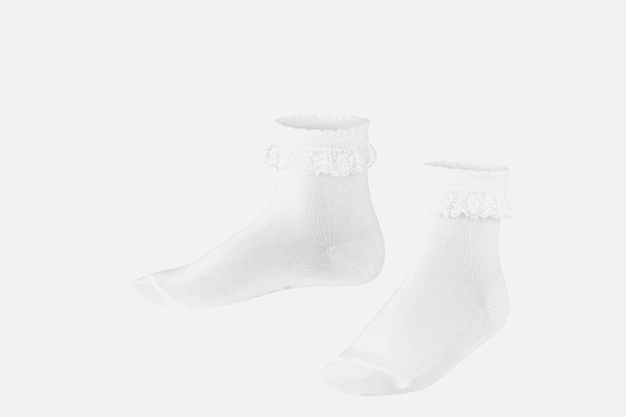 Girls Falke | Falke - Romantic Lace White Ankle High On Labotte