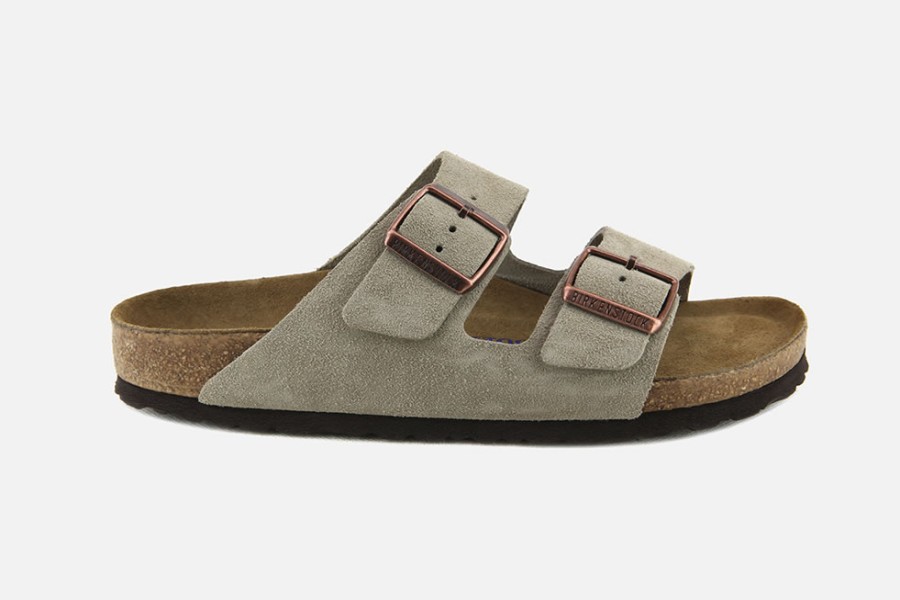 Women Birkenstock | Birkenstock - Arizona Daim Taupe Sandals On Labotte