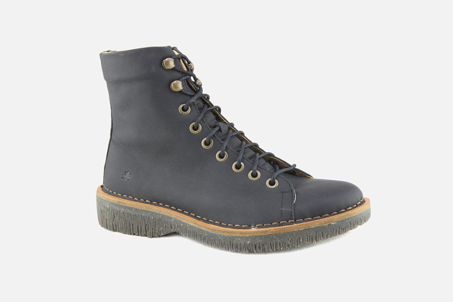 Women El Naturalista | El Naturalista - Volcano Hi Lace Noir Lace-Up Boots On Labotte