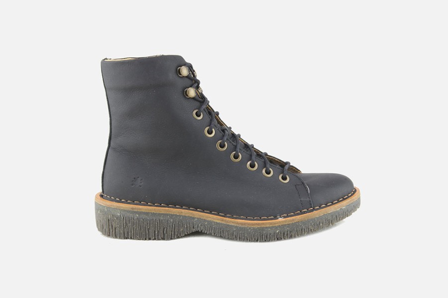 Women El Naturalista | El Naturalista - Volcano Hi Lace Noir Lace-Up Boots On Labotte