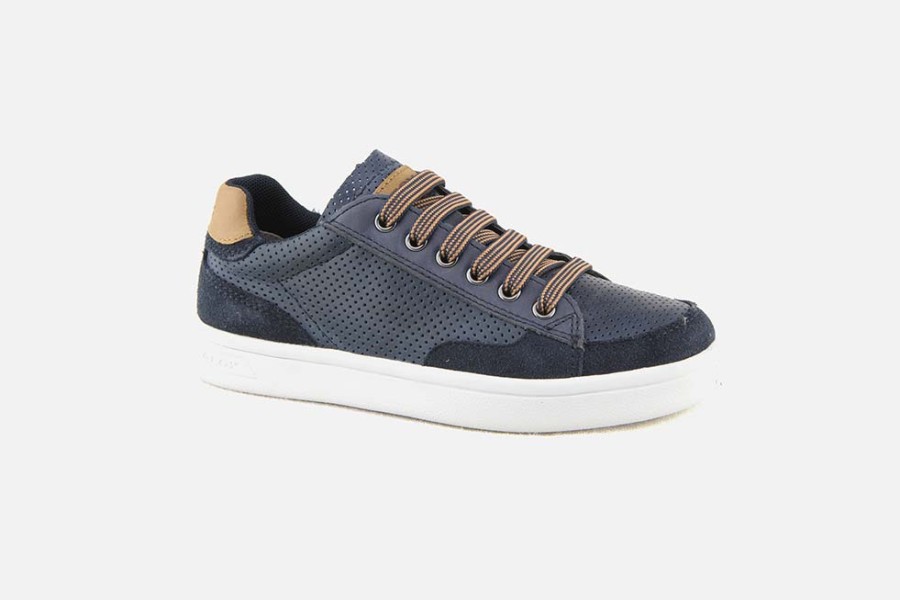 Boys Geox | Geox - Djrock Lace Navy Lace-Up Shoes On Labotte