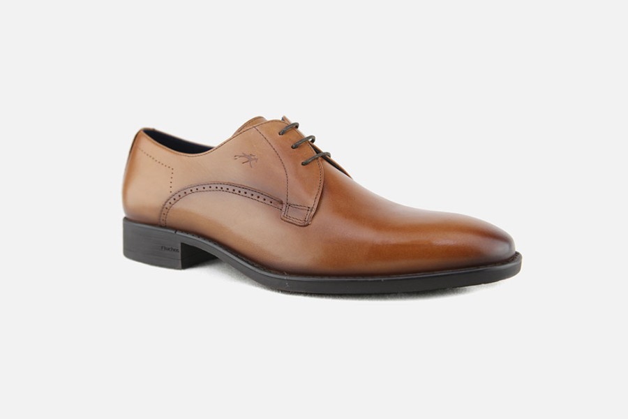 Men Fluchos | Fluchos - Accord Tabacco Vintage Derbies On Labotte