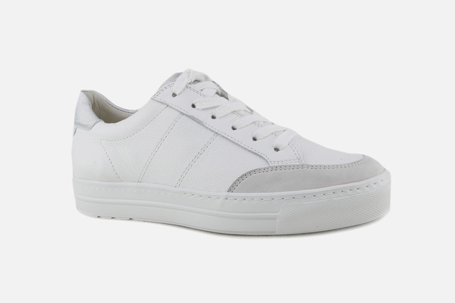 Women Paul Green | Paul Green - Pampelmo Stone White Sneakers On Labotte
