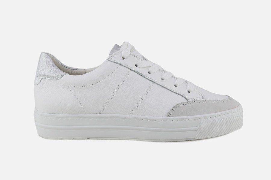 Women Paul Green | Paul Green - Pampelmo Stone White Sneakers On Labotte
