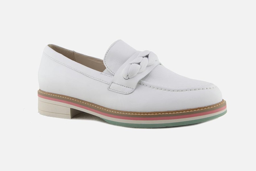 Women Gabor | Gabor - Network Blanc Loafers On Labotte