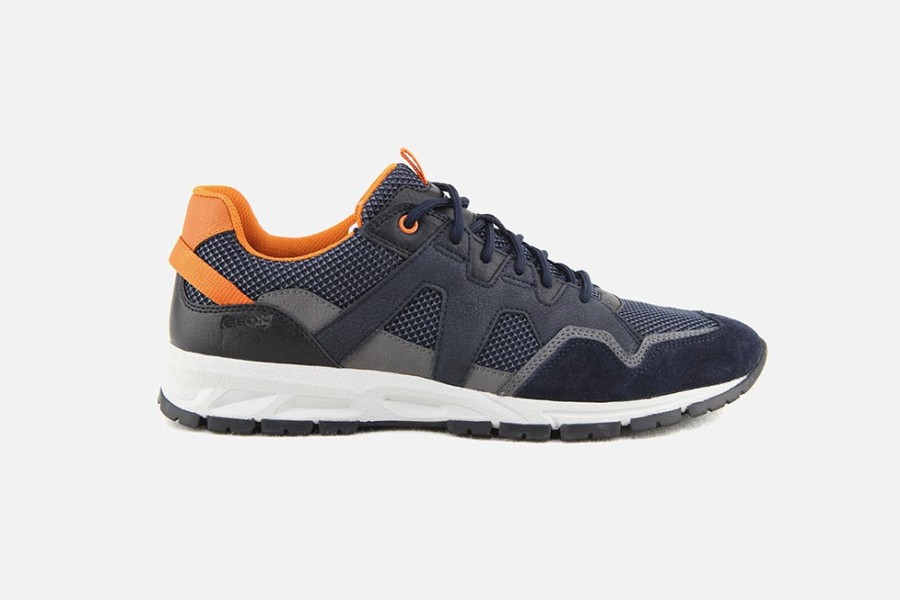 Men Geox | Geox - Delray Navy Grey Sneakers On Labotte