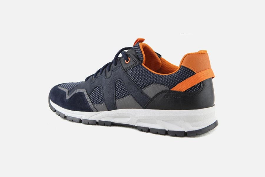 Men Geox | Geox - Delray Navy Grey Sneakers On Labotte