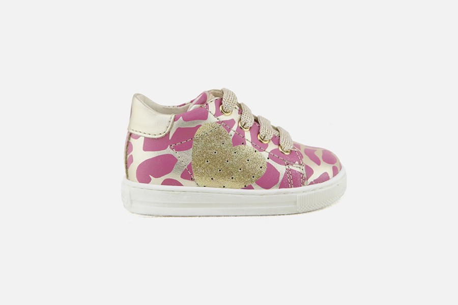 Girls Naturino | Naturino - Coraline Pink Platine Lace-Up Boots On Labotte