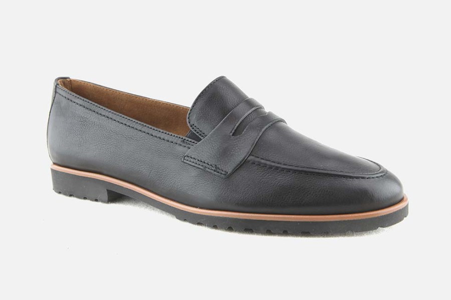 Women Paul Green | Paul Green - Pavie Noir Loafers On Labotte