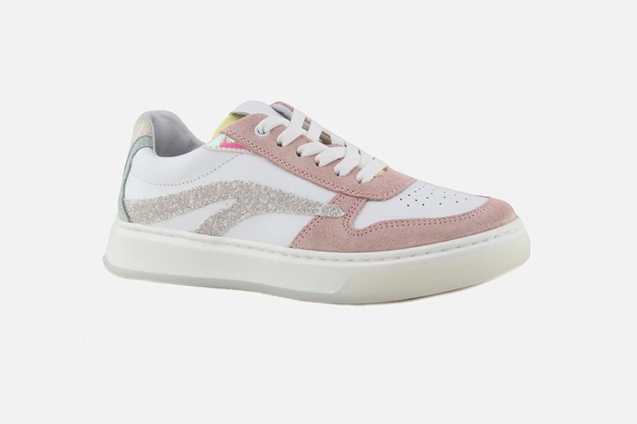 Girls Romagnoli | Romagnoli - Ornella Blanc Rose Lace-Up Shoes On Labotte