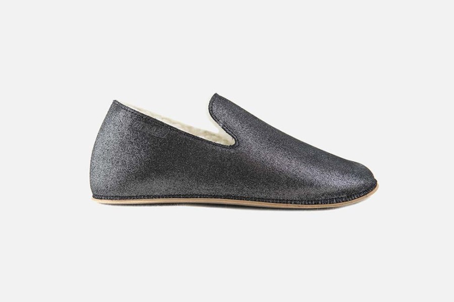 Women Bosabo | Bosabo - Bosabo Slipper Noir Glitter Low Slippers On Labotte