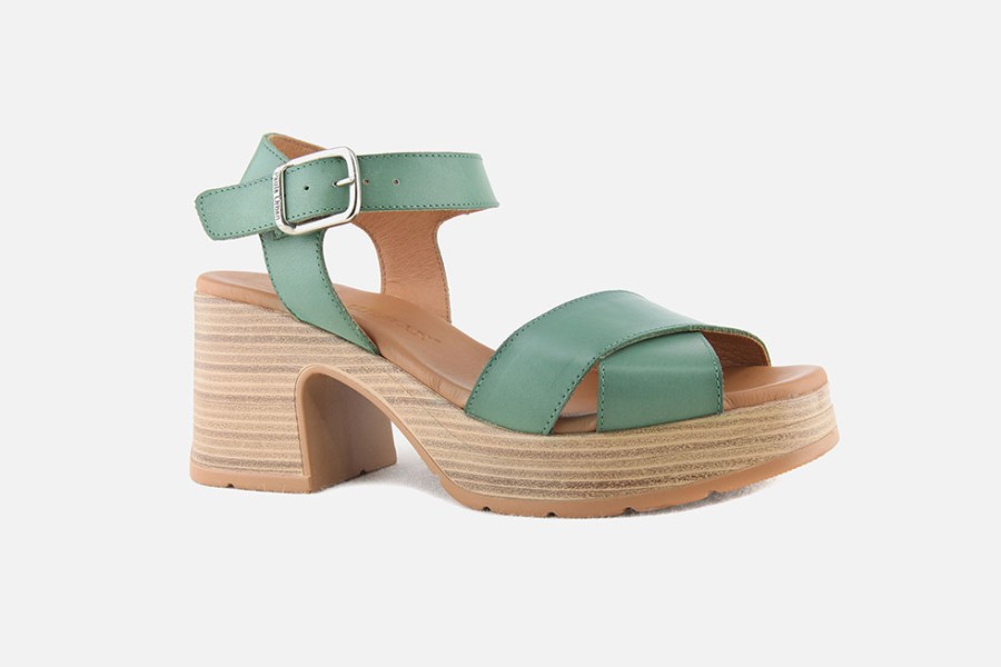 Women Paula Urban | Paula Urban - Norah Vert Sandals On Labotte