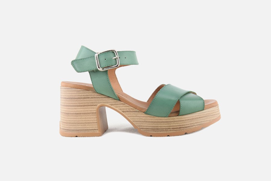 Women Paula Urban | Paula Urban - Norah Vert Sandals On Labotte
