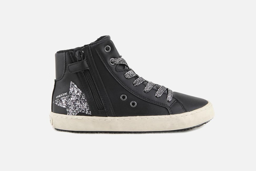 Girls Geox | Geox - Kalispera Zip Star Black Lace-Up Boots On Labotte