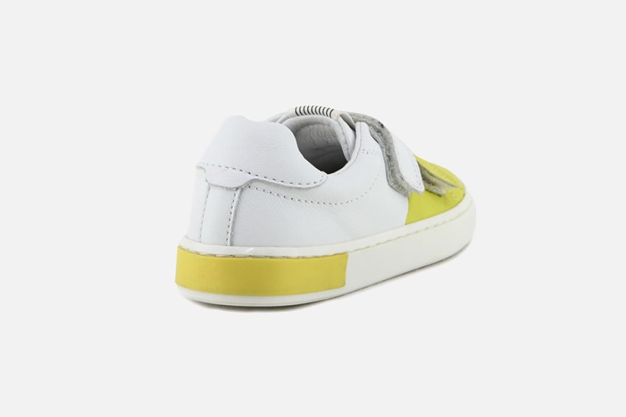 Boys Romagnoli | Romagnoli - Melton Jaune Blanc Velcro Shoes On Labotte