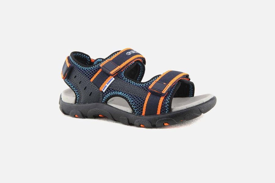Boys Geox | Geox - Strada Boy Blue Orange Sandals On Labotte