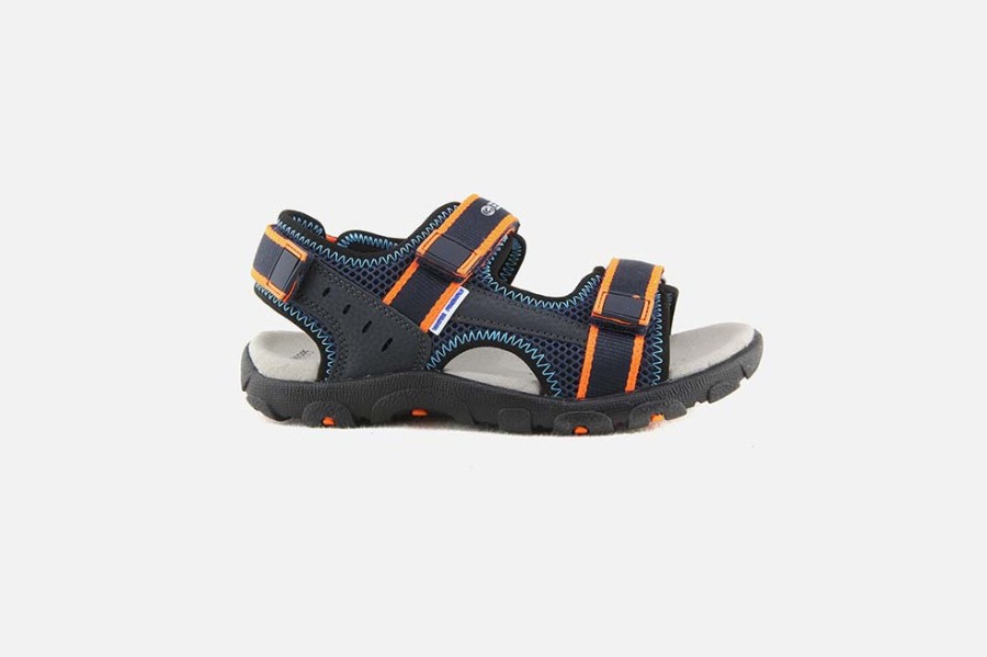 Boys Geox | Geox - Strada Boy Blue Orange Sandals On Labotte