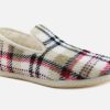 Women Les chaussons de Flo | Les Chaussons De Flo - Zaza Tartan Beige Charentaises On Labotte