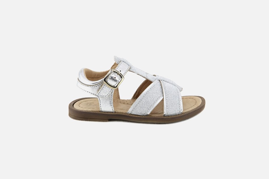 Girls Romagnoli | Romagnoli - Apolline Silver Glitter Sandals On Labotte