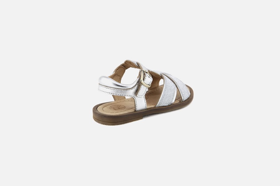 Girls Romagnoli | Romagnoli - Apolline Silver Glitter Sandals On Labotte