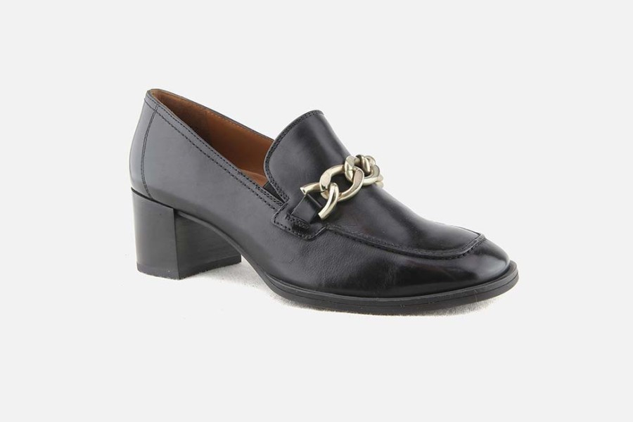 Women Paul Green | Paul Green - Perrine Lisse Noir Loafers On Labotte