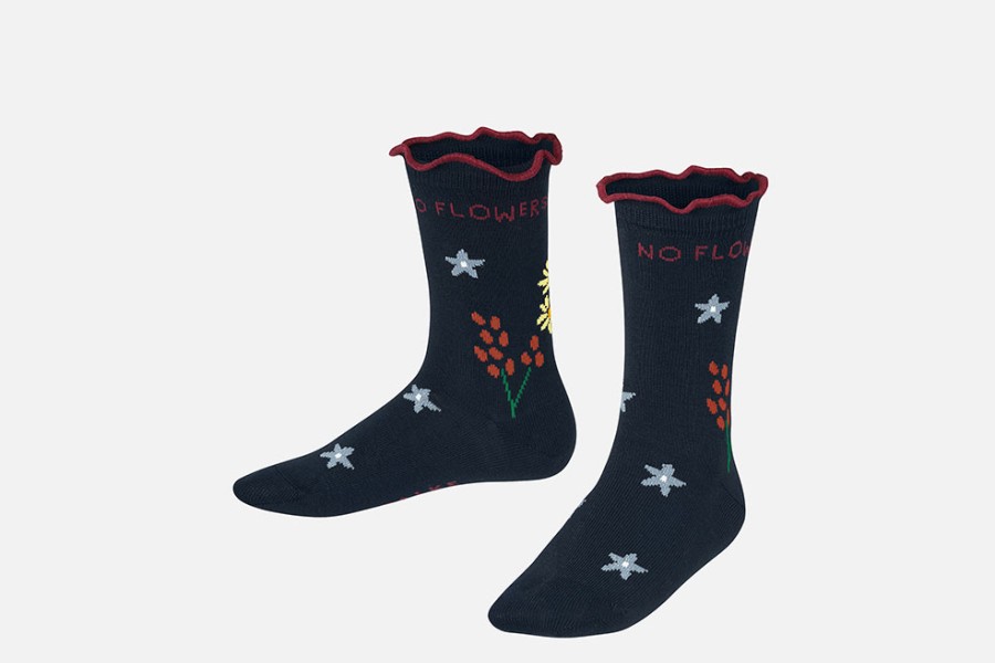 Girls Falke | Falke - No Rain No Flowers Marine Socks On Labotte