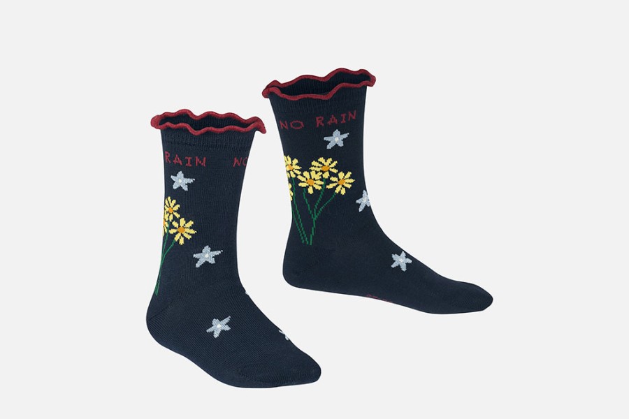 Girls Falke | Falke - No Rain No Flowers Marine Socks On Labotte