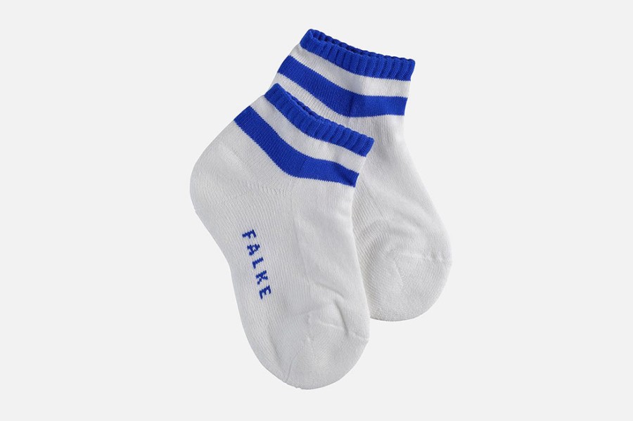Girls Falke | Falke - Retro White Blue Ankle High On Labotte
