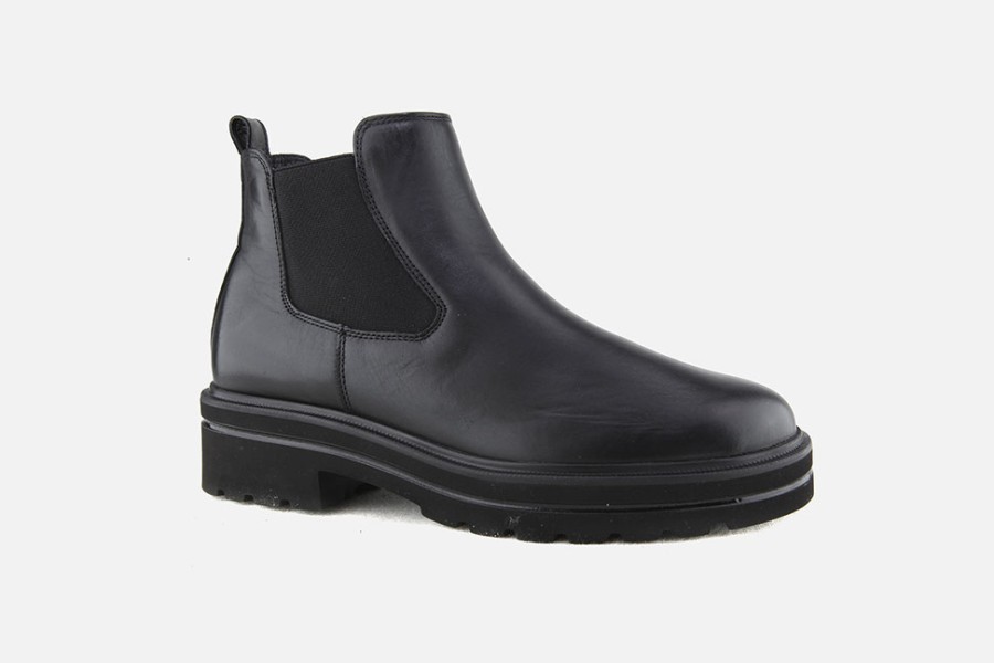 Women Paul Green | Paul Green - Perry Chelsea Lisse Noir Ankle Boots On Labotte