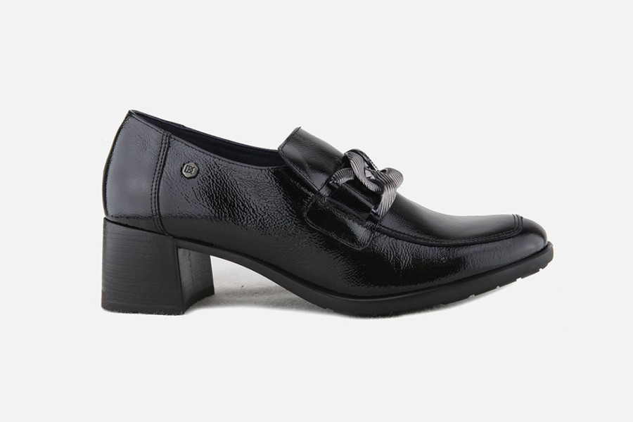 Women Dorking | Dorking - Calypso Lack Black Loafers On Labotte