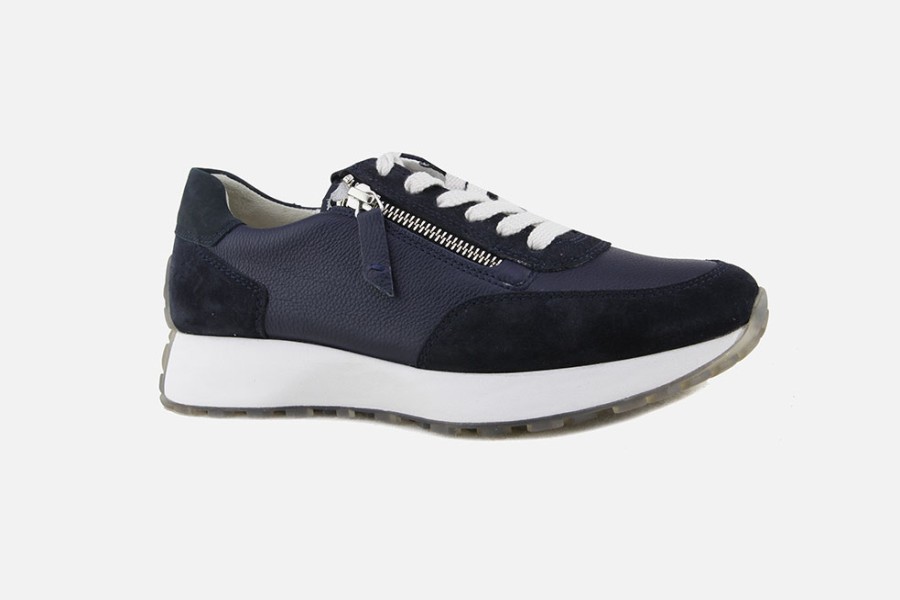 Women Paul Green | Paul Green - Pasco Zip Bleu Sneakers On Labotte