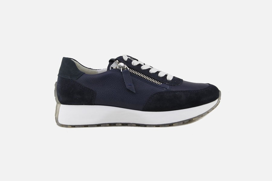 Women Paul Green | Paul Green - Pasco Zip Bleu Sneakers On Labotte