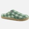 Women Birkenstock | Birkenstock - Zermatt Fur Plaid Green Low Slippers On Labotte