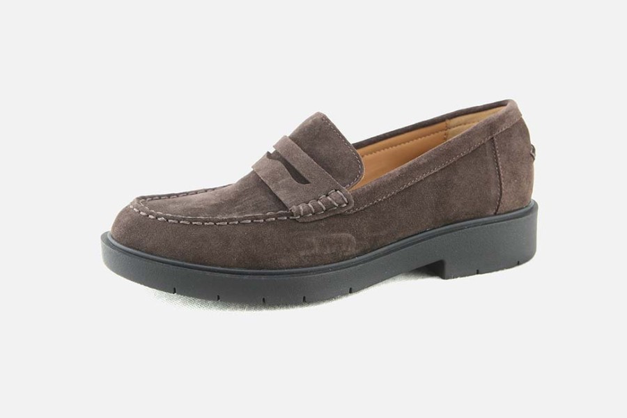 Women Geox | Geox - Spherica Ec1 Moc Coffee Loafers On Labotte