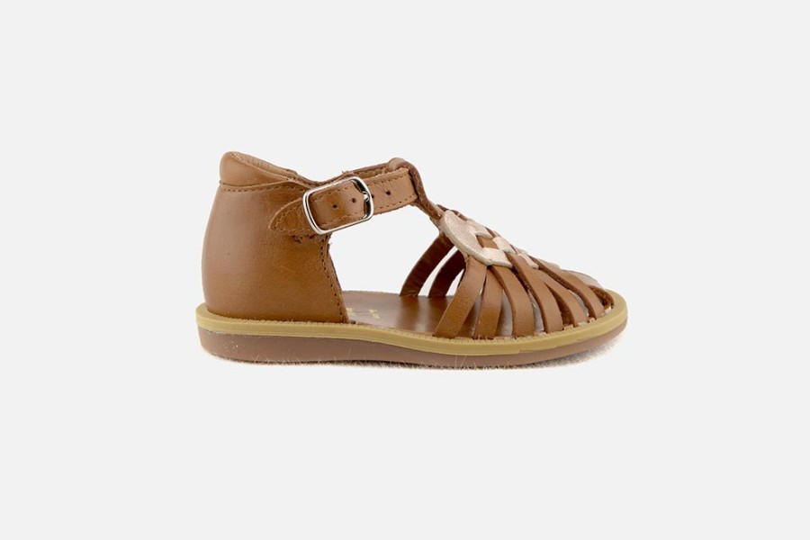 Girls Pom d'Api | Pom D'Api - Poppy Love Camel Sandals On Labotte