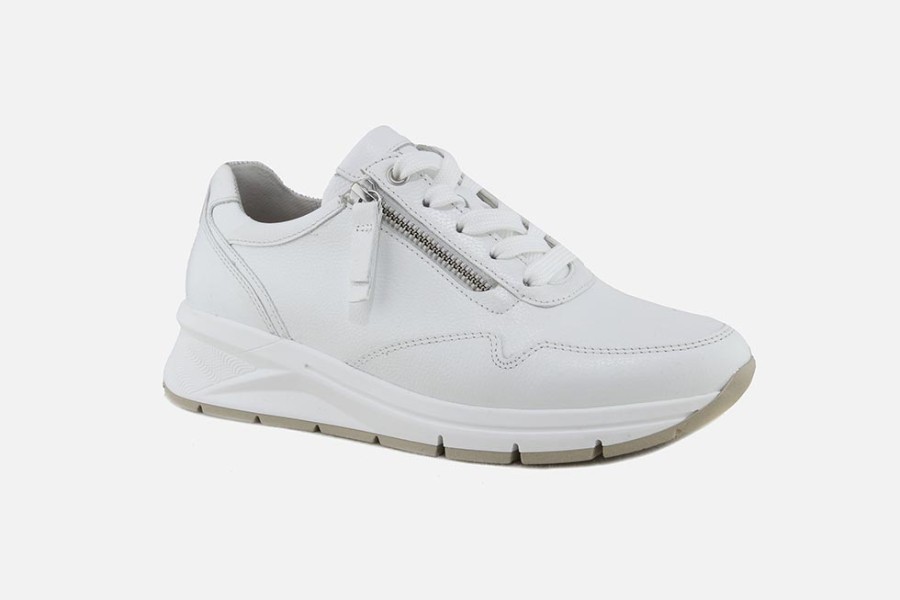 Women Gabor | Gabor - Noumy Lisse Blanc Sneakers On Labotte