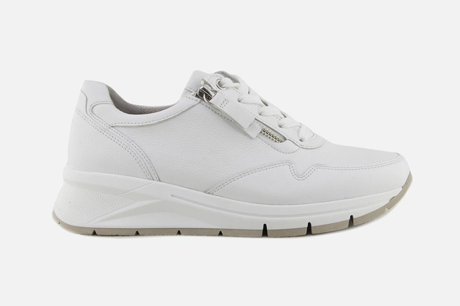 Women Gabor | Gabor - Noumy Lisse Blanc Sneakers On Labotte