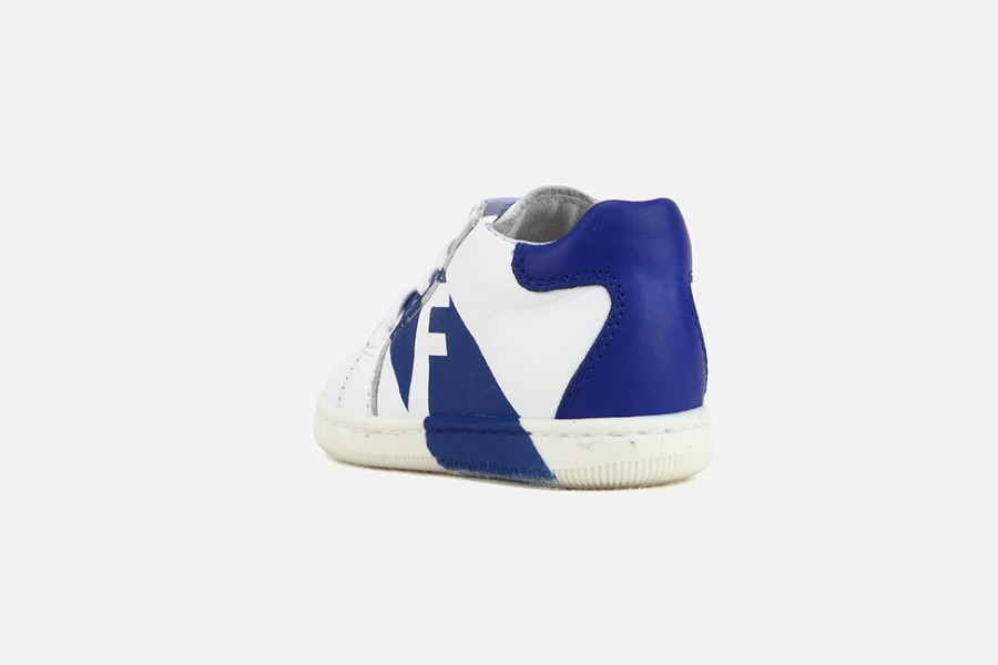 Boys Falcotto | Falcotto - Ptit Lucky Blanc Bleu Lace-Up Boots On Labotte