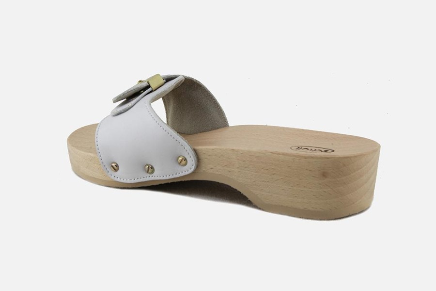 Women Scholl | Scholl - Pescura Heel White Sandals On Labotte