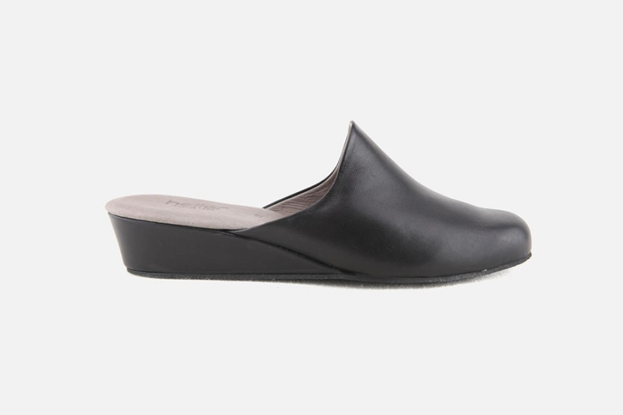 Women Heller | Heller - Galanterie Noir Low Slippers On Labotte