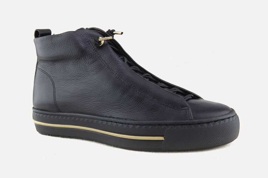 Women Paul Green | Paul Green - Percy Mid Black Lace-Up Boots On Labotte