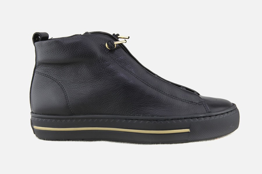 Women Paul Green | Paul Green - Percy Mid Black Lace-Up Boots On Labotte